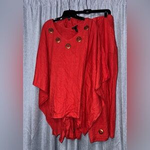 Lane Bryant Red Orange Tunic and Pants with Grommet Accents 2 Pc Set NWT 22/24